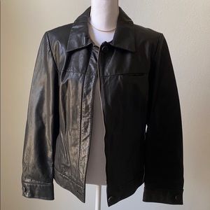 Behave Women’s Boxy Black Leather Jacket